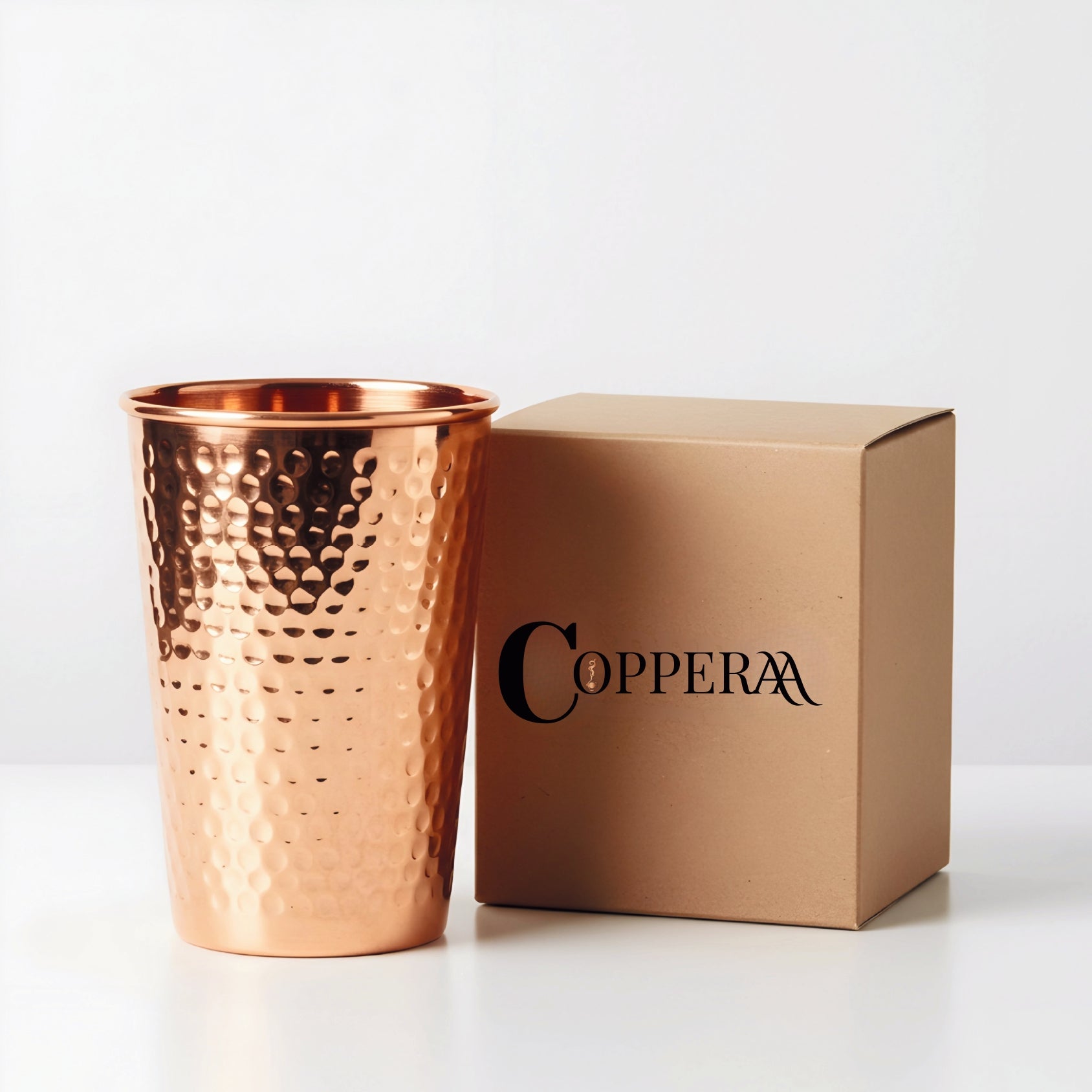 Ayurvedic Hammered Copper Glass Set – 4 Pieces by Copperaa
