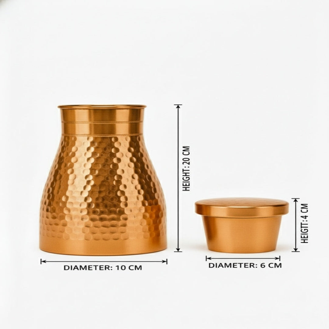Copperaa Handcrafted Hammered Pure Copper Carafe – Ayurvedic Luxury Water Vessel