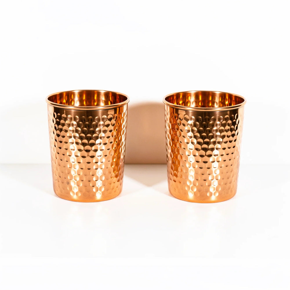 Exclusive Hammered Copper Gift Set – 2 Bottles & 2 Glasses