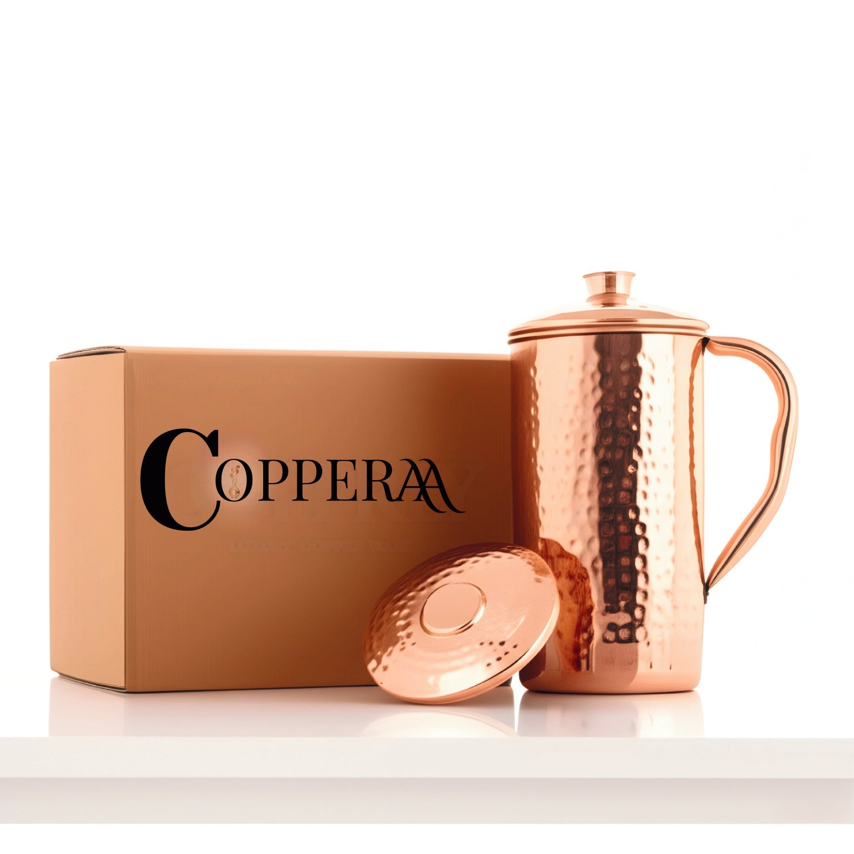 Pure Copper Jug - 2L Hammered Copper Jug - Copperaa