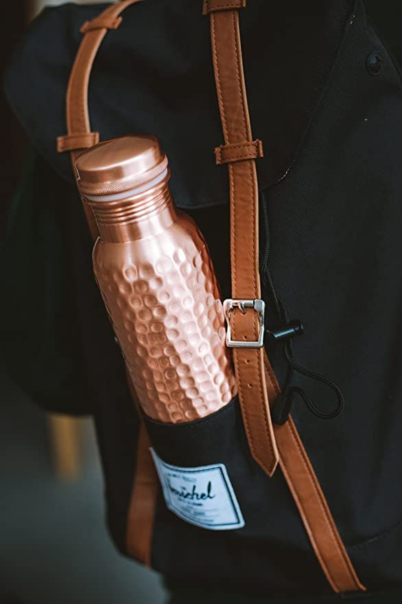 Ripple Copper Bottle (Hammered) (900 ml)